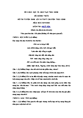 Đề thi tuyển sinh vào Lớp 10 THPT chuyên Thái Bình môn Ngữ văn - Năm học 2019-2020 (Có đáp án)